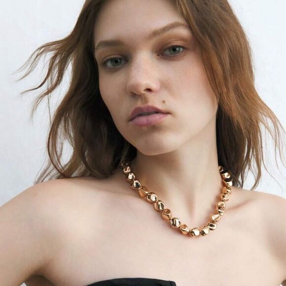 Elegant Gold Beaded Necklace A988 - Picture 1 of 4